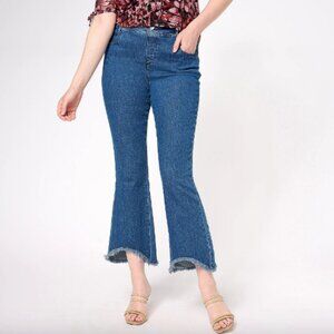 Women With Control Petite Wonder Denim Kick Flare Jeans ,midwash Sz 26WP a599465